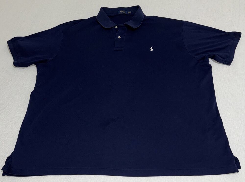 Polo Ralph Lauren Polo Shirt Men 4XB Big Tall Navy Blue Pony Pique Short Sleeve